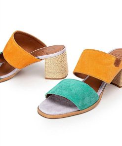 Mujer POPA BRAND Sandalias | Sandalia Tacon Chame Serraje Multicolor
