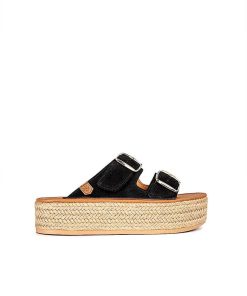 Mujer POPA BRAND Menorquinas | Menorquina Plataforma Morell Serraje Negro