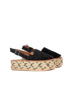 Mujer POPA BRAND Menorquinas | Menorquina Plataforma Luzon Serraje Negro