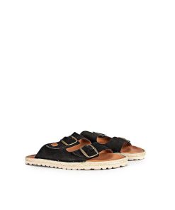 Homber POPA BRAND | Sandalia Plana Icacos Serraje Negro