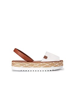 Mujer POPA BRAND Menorquinas | Menorquina Plataforma Saona Bicolor Blanco