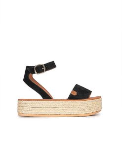 Mujer POPA BRAND Menorquinas | Menorquina Plataforma Albir Serraje Negro