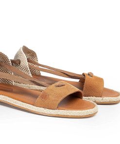 Mujer POPA BRAND Menorquinas | Menorquina Plana Clara Lazada Serraje Cuero