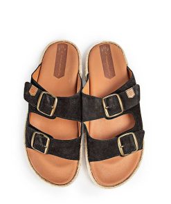 Homber POPA BRAND | Sandalia Plana Icacos Serraje Negro