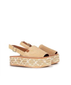 Mujer POPA BRAND Menorquinas | Menorquina Plataforma Luzon Serraje Camel